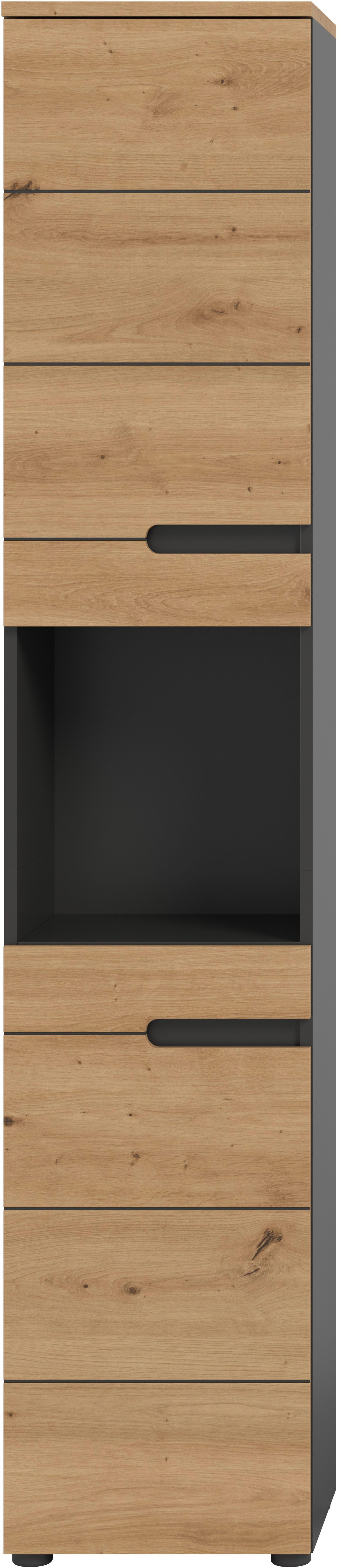 welltime Hochschrank REHAT, Türen mit Soft-Close, eingefasste Griffaussparung in der Front BxHxT: 38x193x34 cm, 2 Türen, 5 Fächer