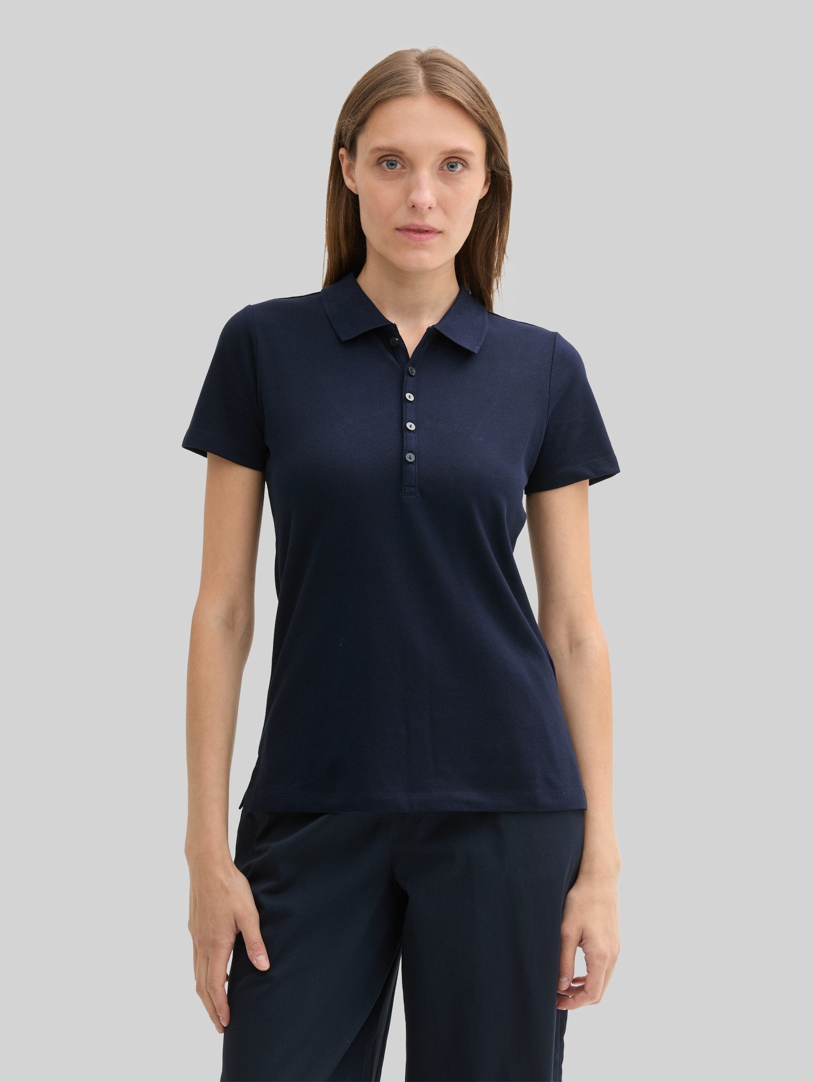 TOM TAILOR Poloshirt Poloshirts (im Einserpack) Poloshirt aus Stretch Piqué