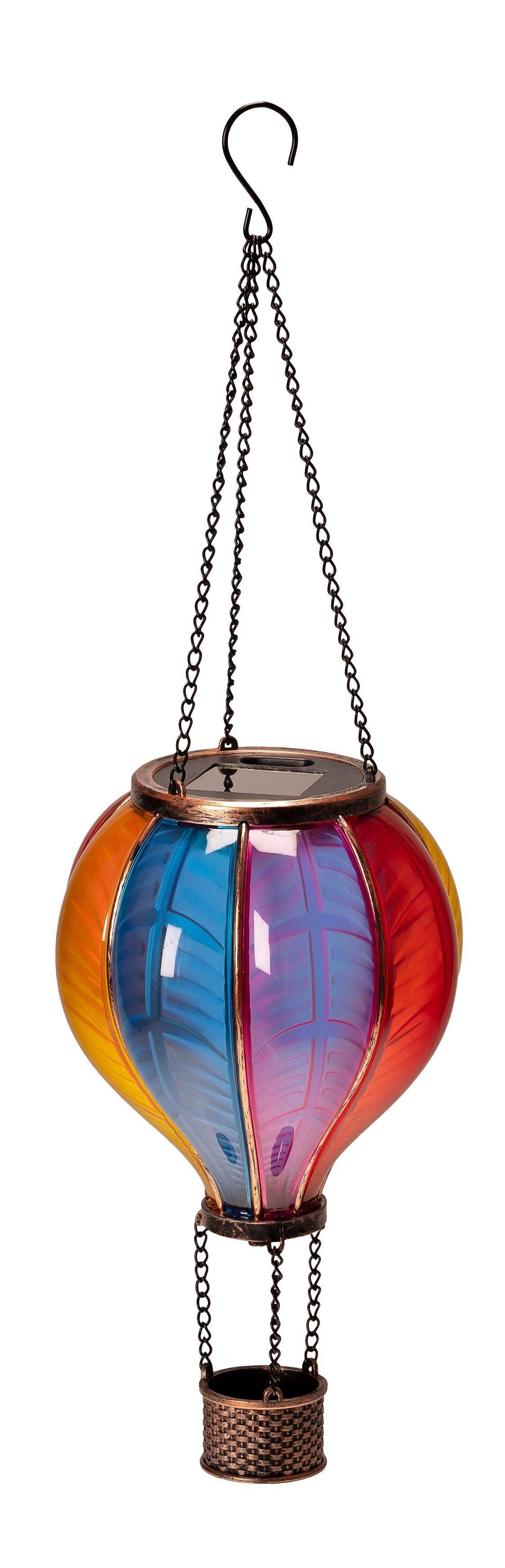 IC Gardenworld LED Solarleuchte LED Solar Heißluftballon mit Flammeneffekt Beleuchtung zum Aufhängen, LED fest integriert, warm-weiß mit Flammeneffekt, 20 warm-weiße Lichter