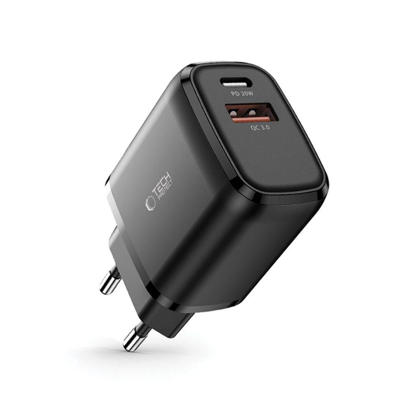 TECH PROTECT C20W USB-Ladegerät (3000 mA, 1 x Tech-Protect C20W Ladegerät, 20 W Dual-Port Ladegerät mit Power Delivery und Quick Charge)
