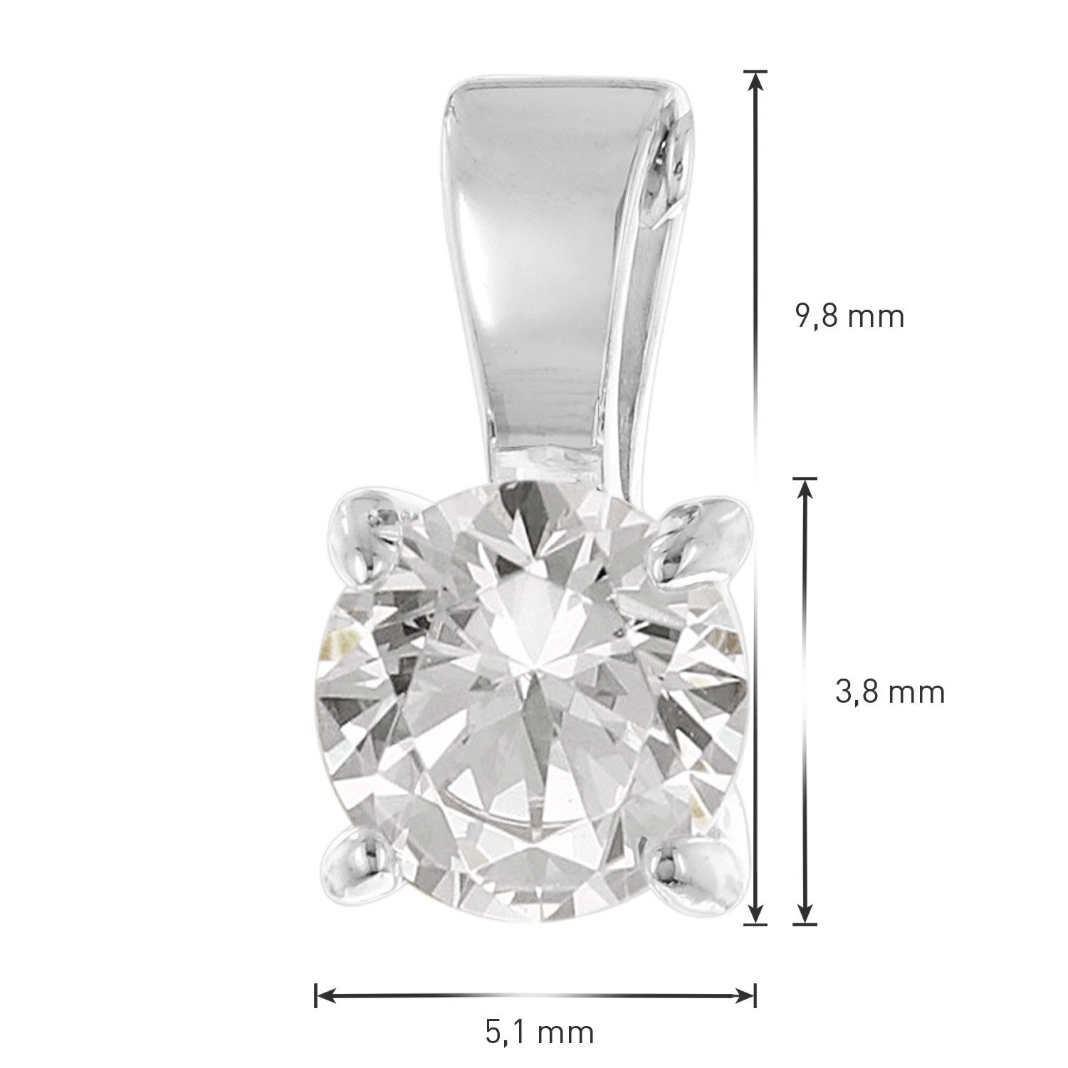 Glizz Kettenanhänger GL1071, Schmuck-Anhänger mit Lab Grown Diamant 0,50 Karat 333 Weißgold