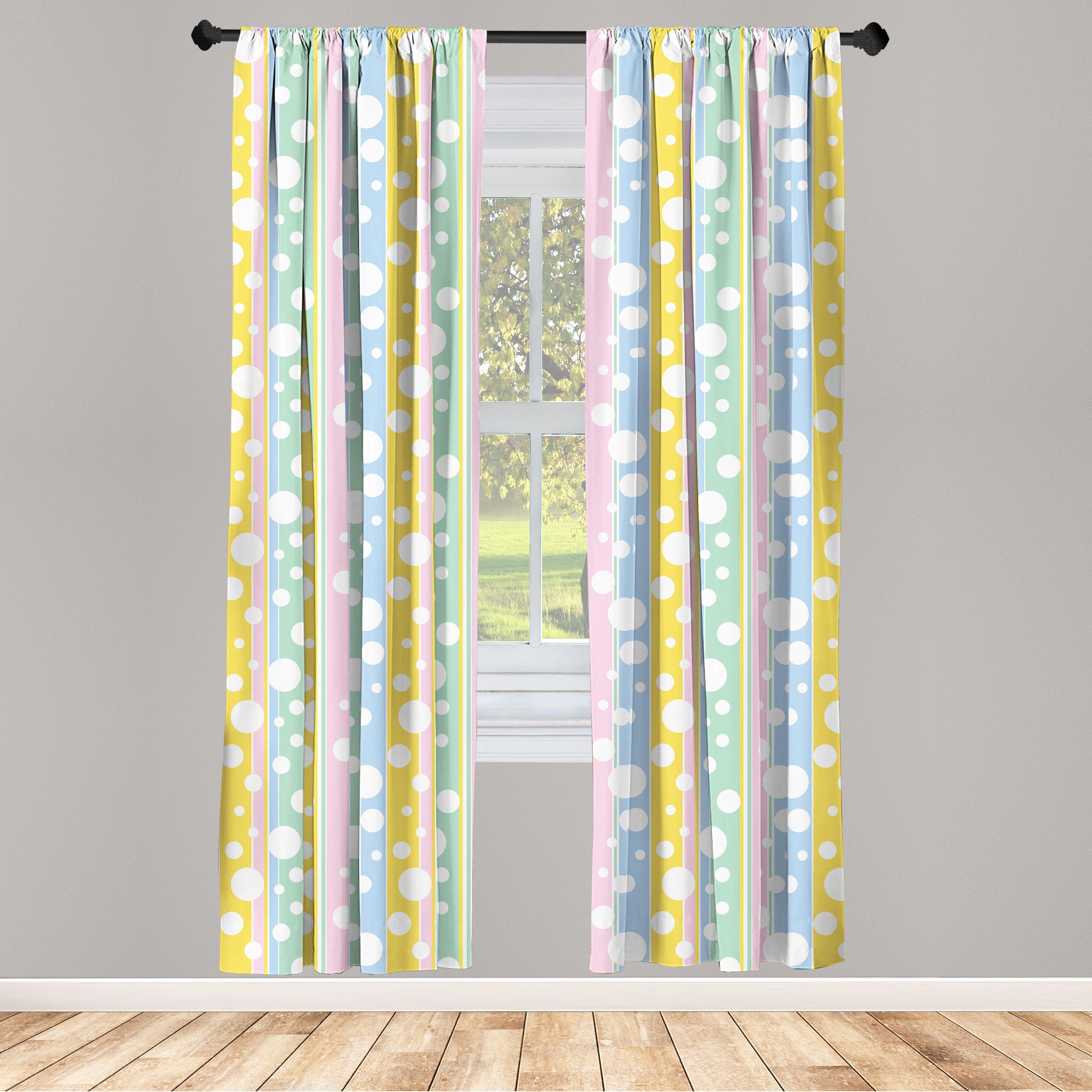 Gardine Vorhang für Wohnzimmer Schlafzimmer Dekor, Abakuhaus, Microfaser, Abstrakt Pastellfarbig Streifen | Fertiggardinen