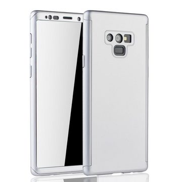 König Design Handyhülle Samsung Galaxy Note 9, Samsung Galaxy Note 9 Handyhülle 360 Grad Schutz Full Cover Silber