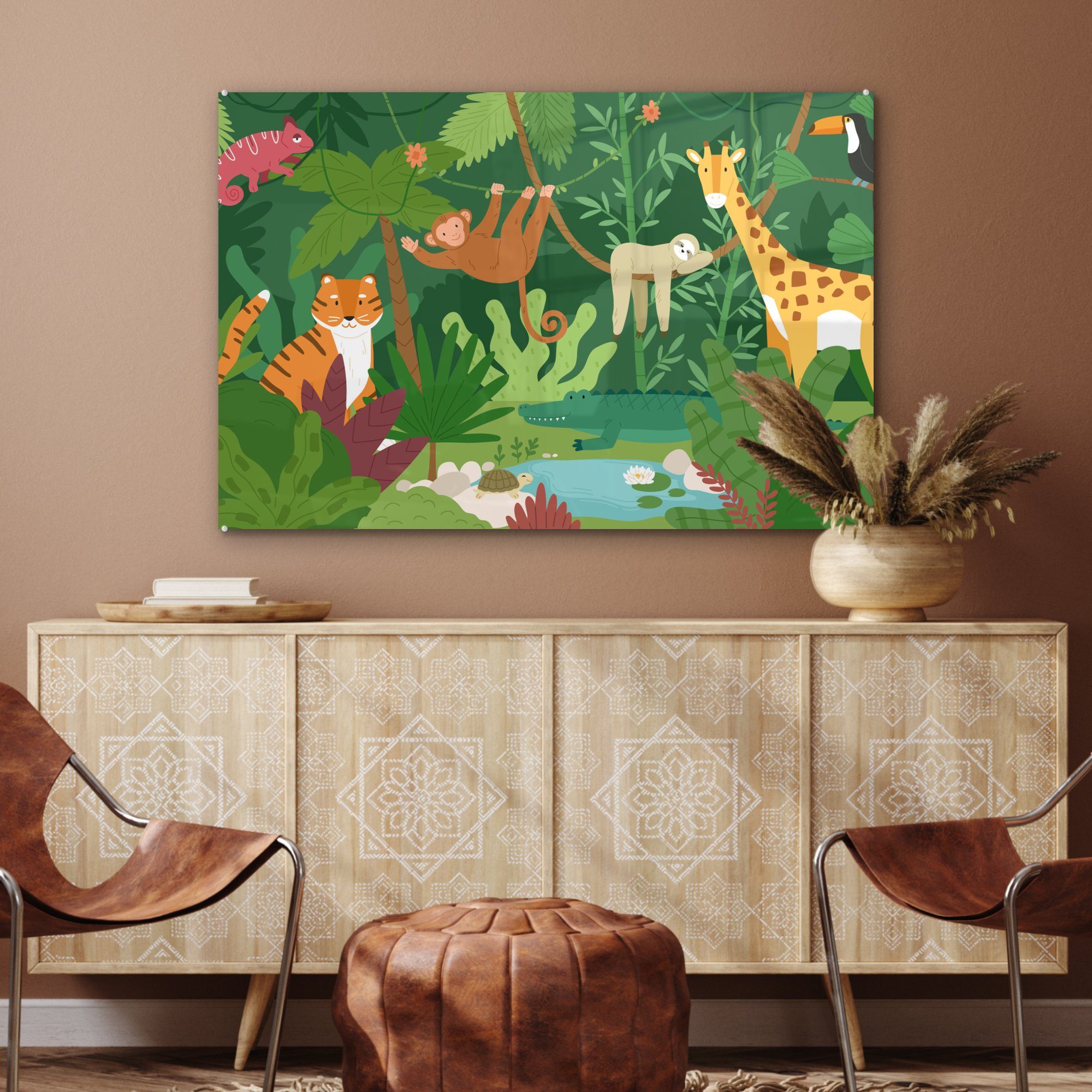 MuchoWow Acrylglasbild Dschungel - & Wohnzimmer Tiere Acrylglasbilder Schlafzimmer (1 Natur, St), 