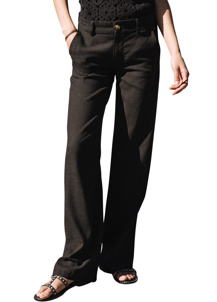 Freeman T. Porter Schlaghose Agatha Plain Linen black sommerlich leichte Ho günstig online kaufen