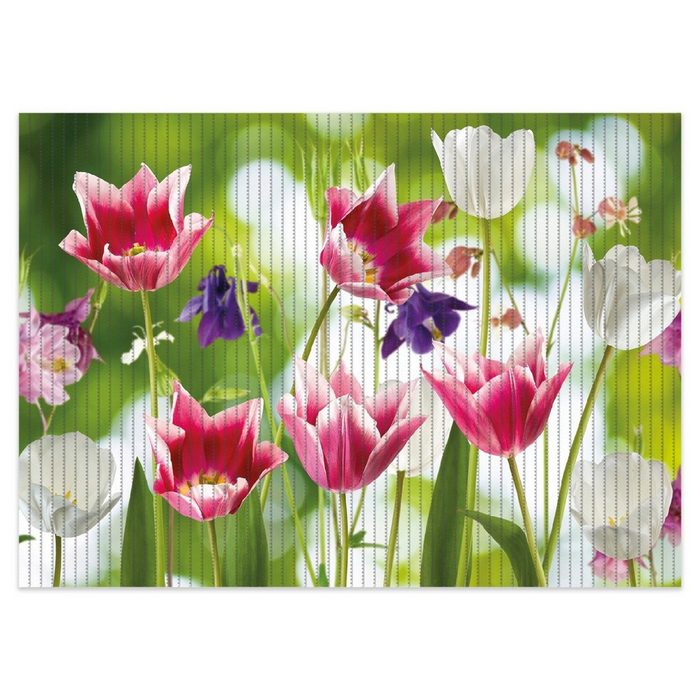 Schaum-Badematte Blühende Blumen im Frühling in pink und weiß Wallario Höhe 5.5 mm rutschhemmend geeignet für Fußbodenheizungen PVC-Schaum rechteckig