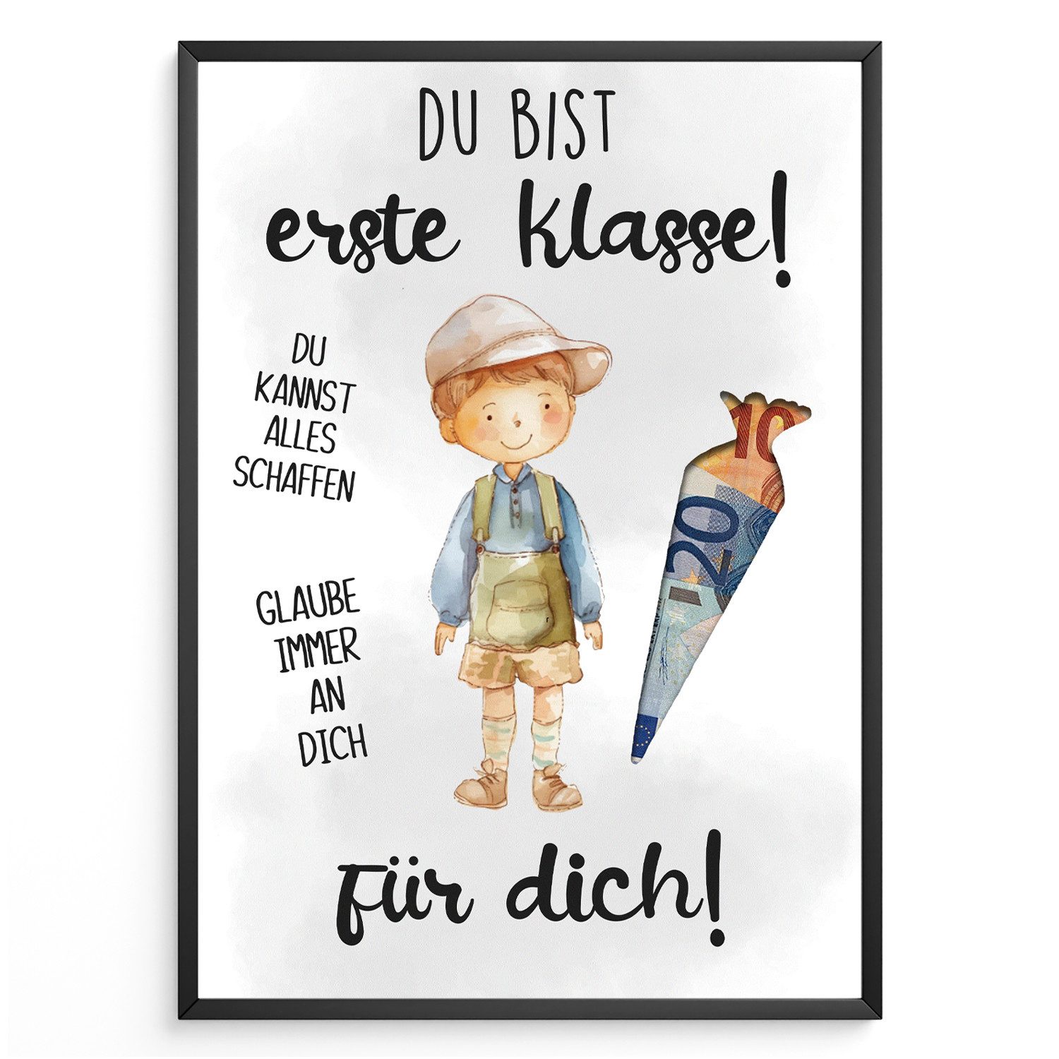Tigerlino Poster Geldgeschenk Einschulung Schultüte Junge Erstklässler Schulanfang