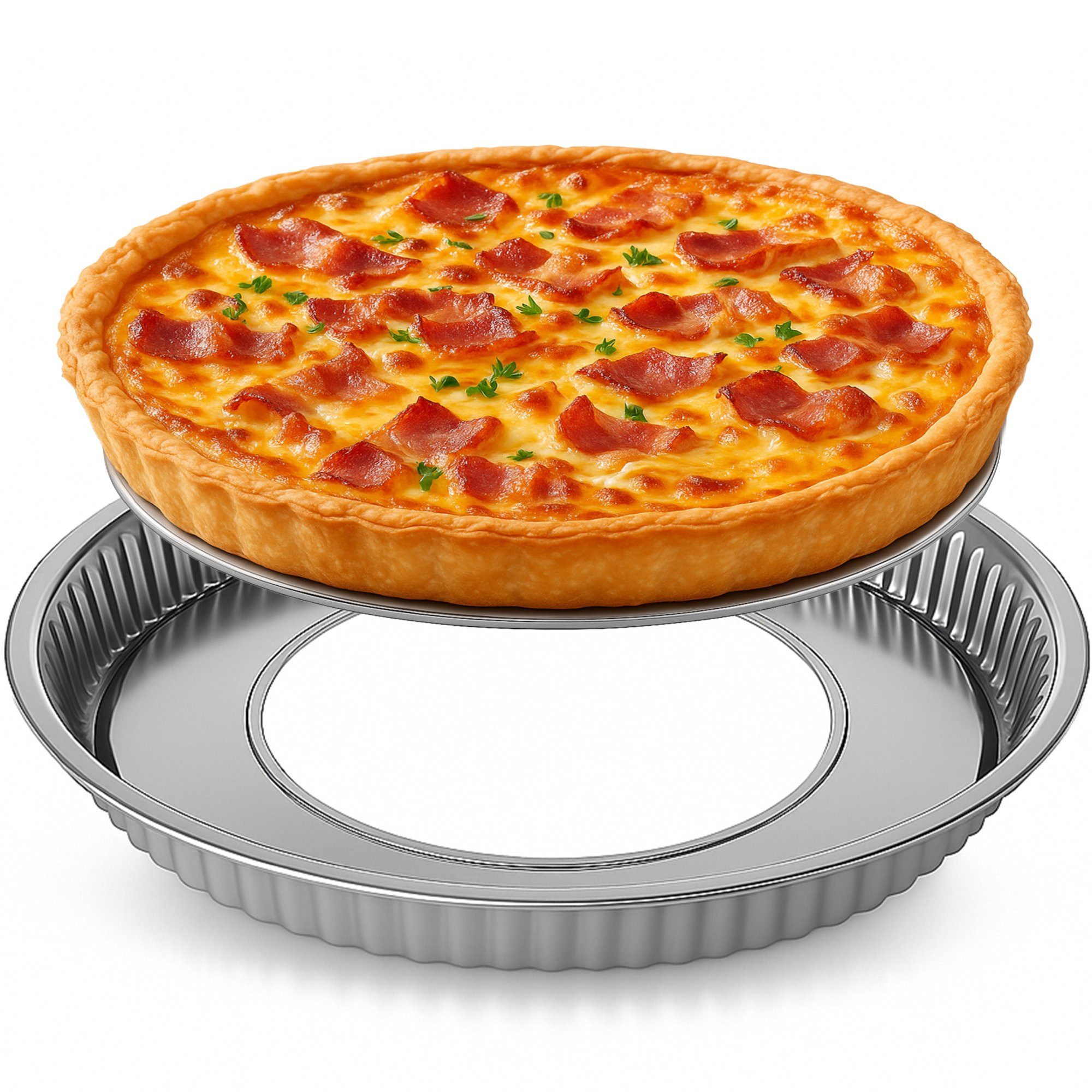 immer Backform Edelstahl Backform für Quiche,Tarte & Tortenböden, mit Hebeboden, (2-tlg), unbeschichtet, ohne PFAS, Aluminiumfrei, hochhitzefest