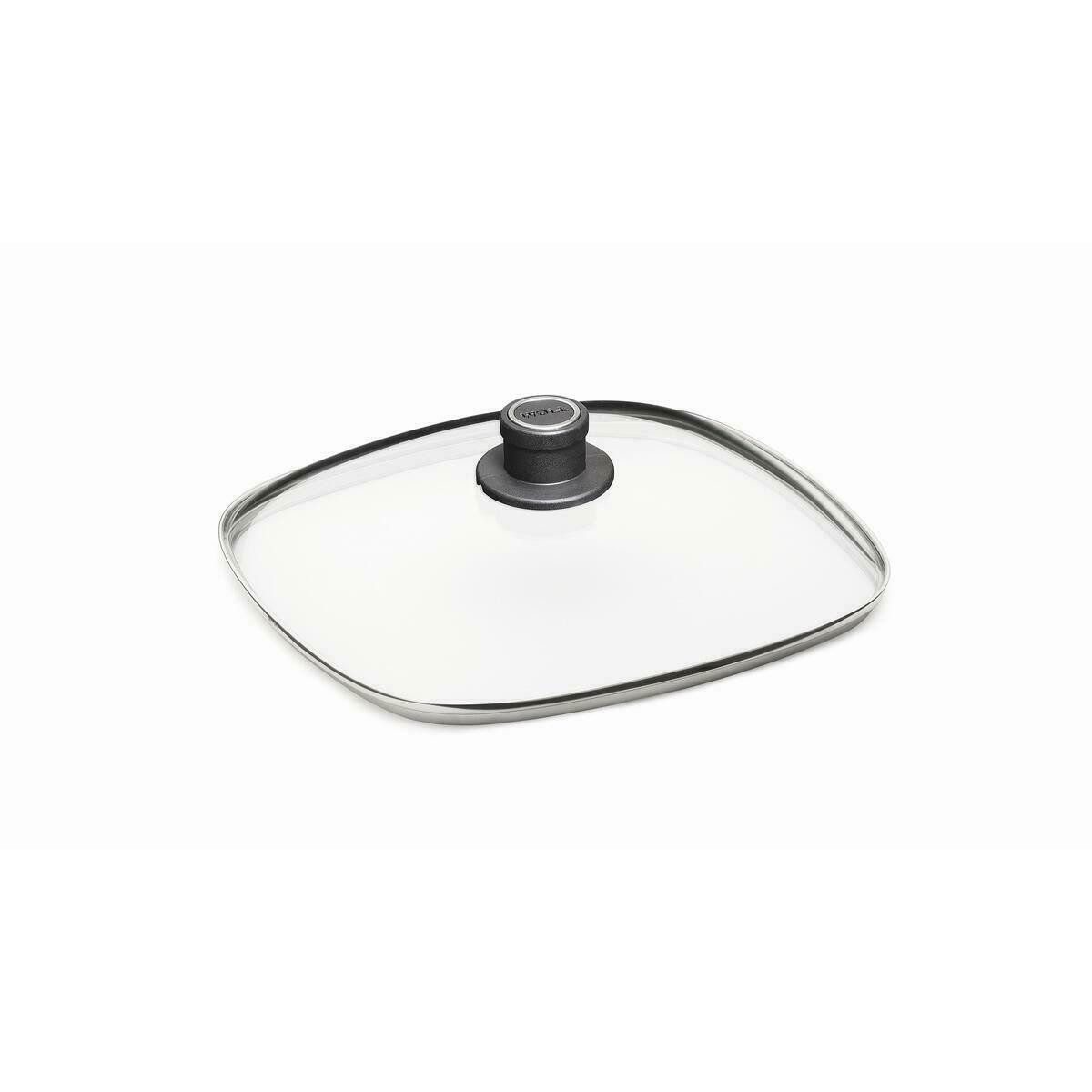 WOLL Topfdeckel Woll Glasdeckel eckig Edelstahl Spritzschutz transparent 28 cm, (Sicherheitsglasdeckel)