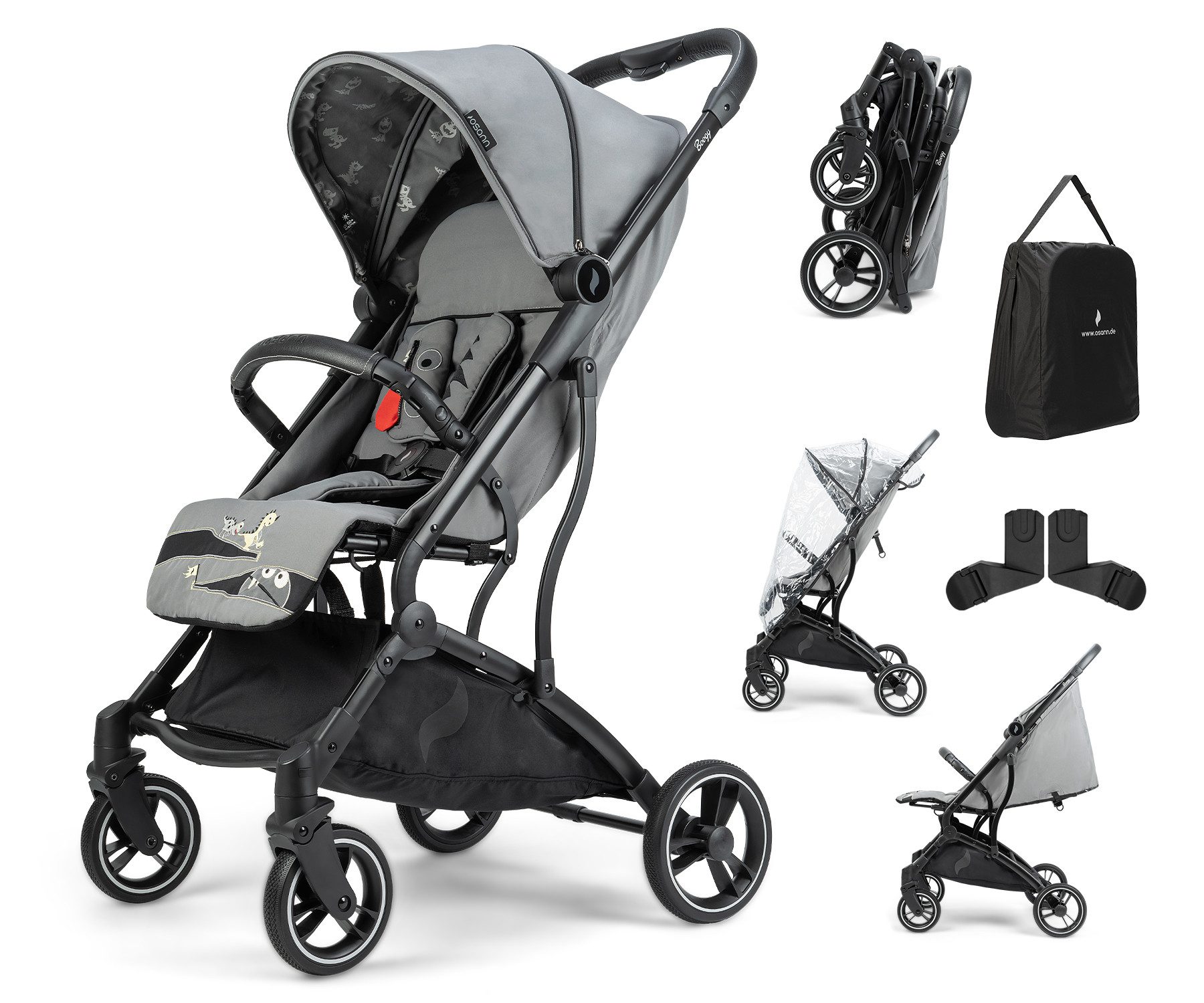 Osann Kinder-Buggy Boogy, Sportkinderwagen von 0 - 22 kg inkl. Zubehör und Babyschalen-Adapter