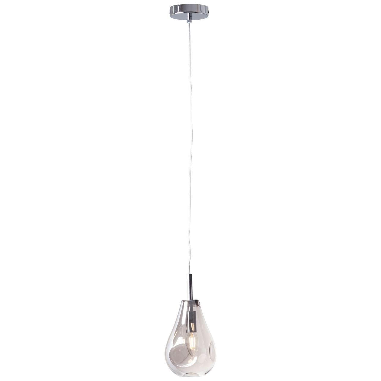 Exquisites Design Brilliant Pendelleuchte Drops, Lampe, Drops D45 rauchglas/chrom, 1x Pendelleuchte Glas/Metall, 1flg