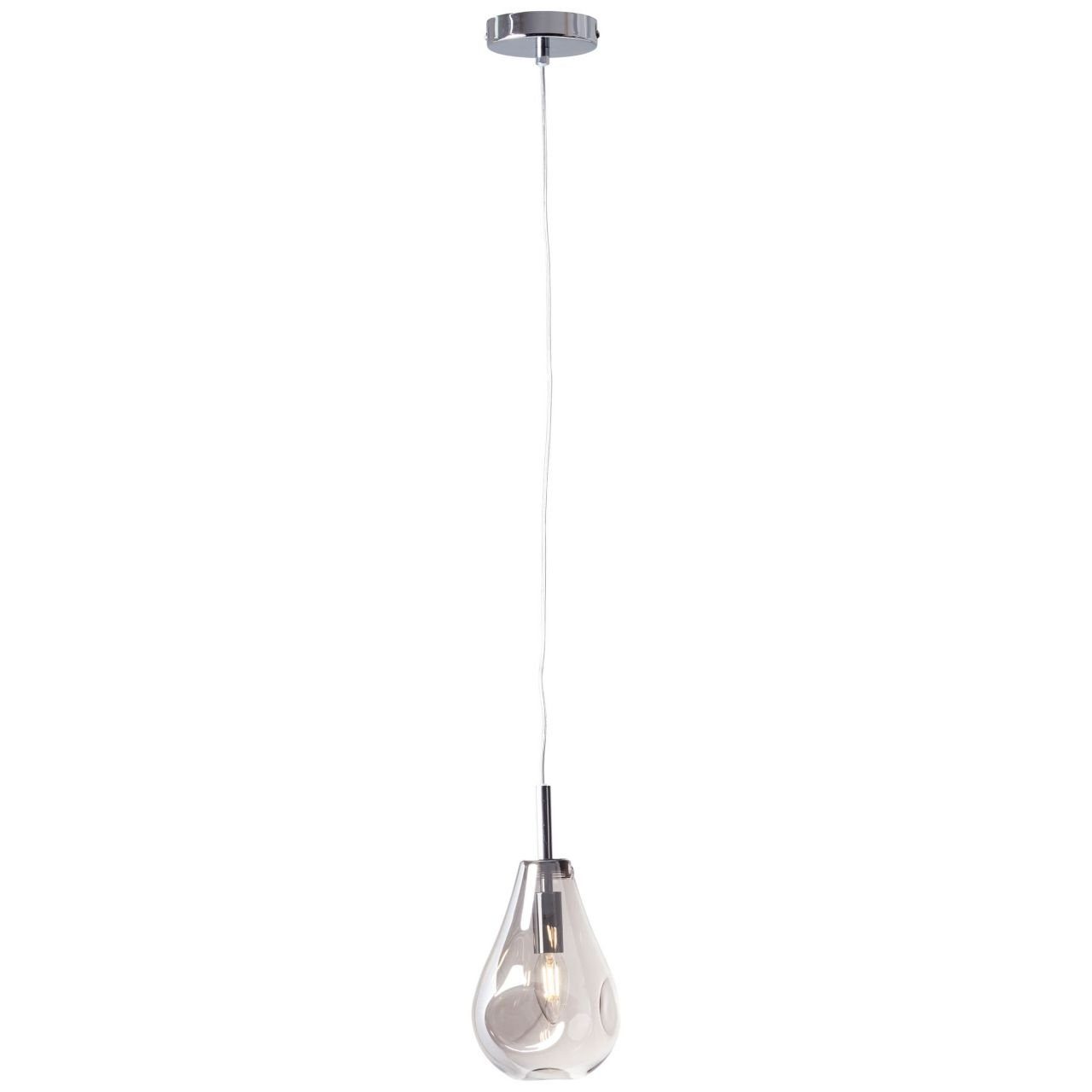 Brilliant Pendelleuchte Drops, rauchglas/chrom, 1flg Drops D45 Lampe, Glas/Metall, 1x Pendelleuchte