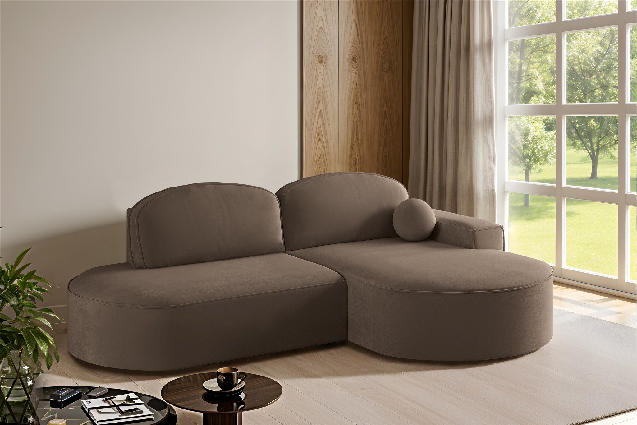 Ecksofa Schlafsofa Sofa FUN CASTIGO mit Ottomane in Stoff Salvador