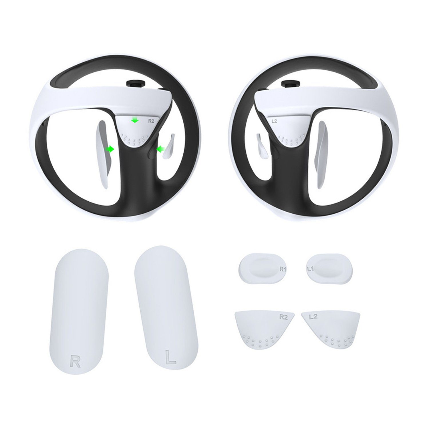 Tadow PS5 VR2 Game Controller Anti-Rutsch Silikon Pad, Weiß PlayStation 5- Controller (PSVR2-Griff/Tasten-Schutzpolster)