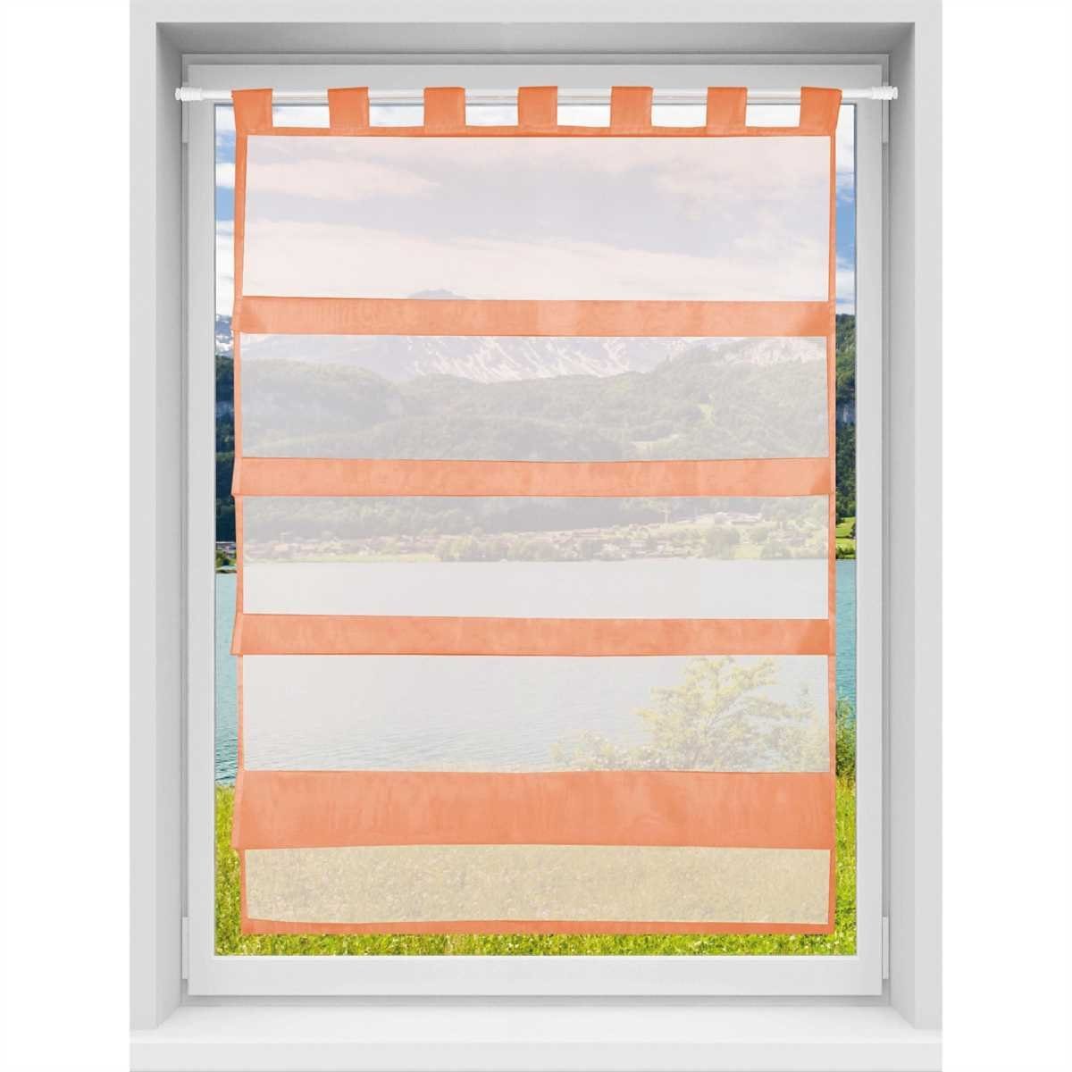 "Raffoptik", in vers. St), Küchengardine Schlaufen, Bistrogardine Transparente Vorhang, Orange Größen Bestlivings, transparent, (1 mit Schlaufen Microfaser,