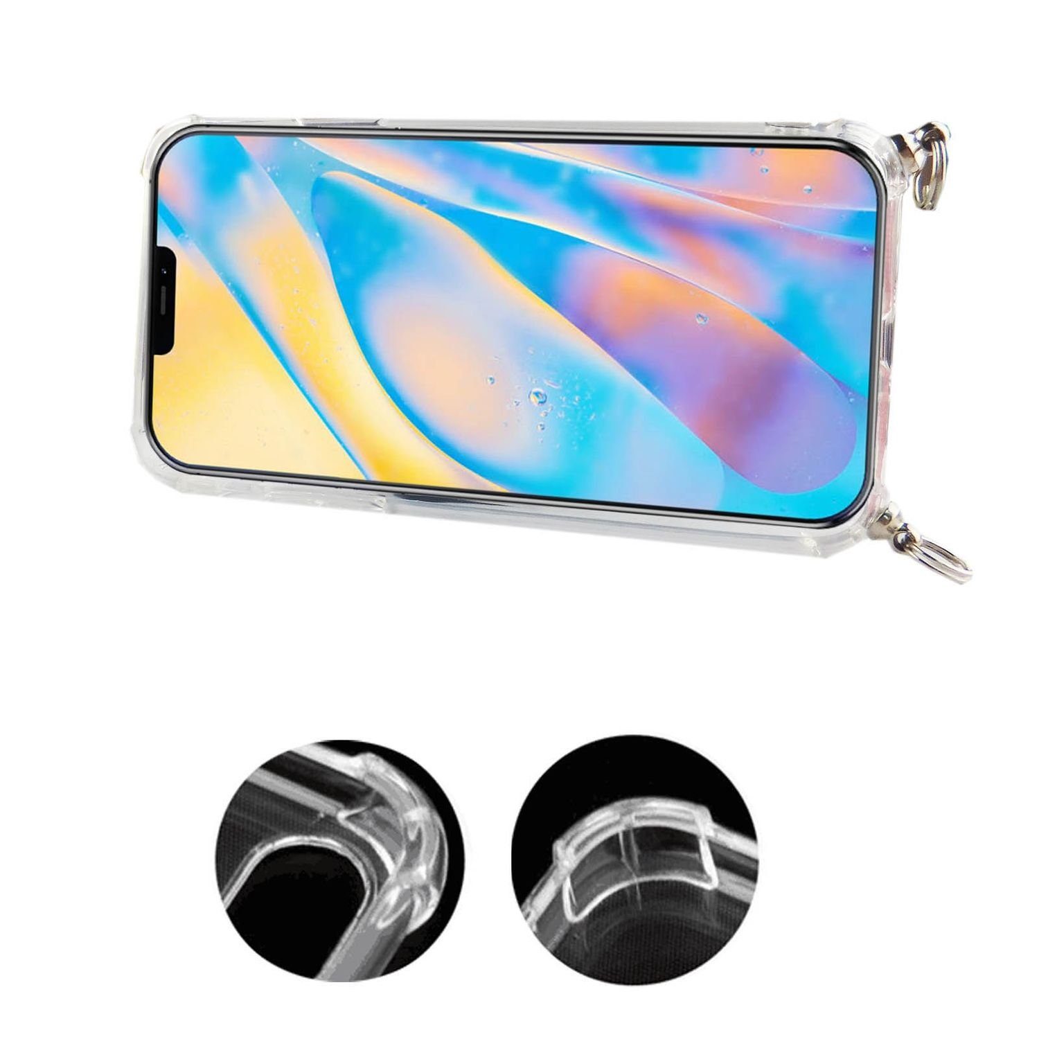 König Design Handyhülle Apple iPhone 12 Pro Max, Apple iPhone 12 Pro Max Handykette Handyhülle Umhängetasche Transparent