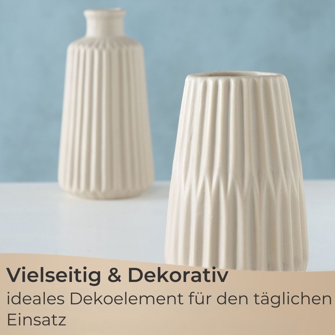 Topanbieter999 Dekovase (2 St., 2 Vasen), beige, Porzellan, kleine Blumenvase für Schnitt- und Trockenblumen