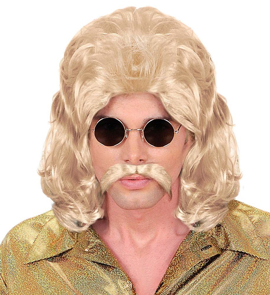 Widmann S.r.l. Kunsthaarperücke 70er Perücke und Schnurrbart