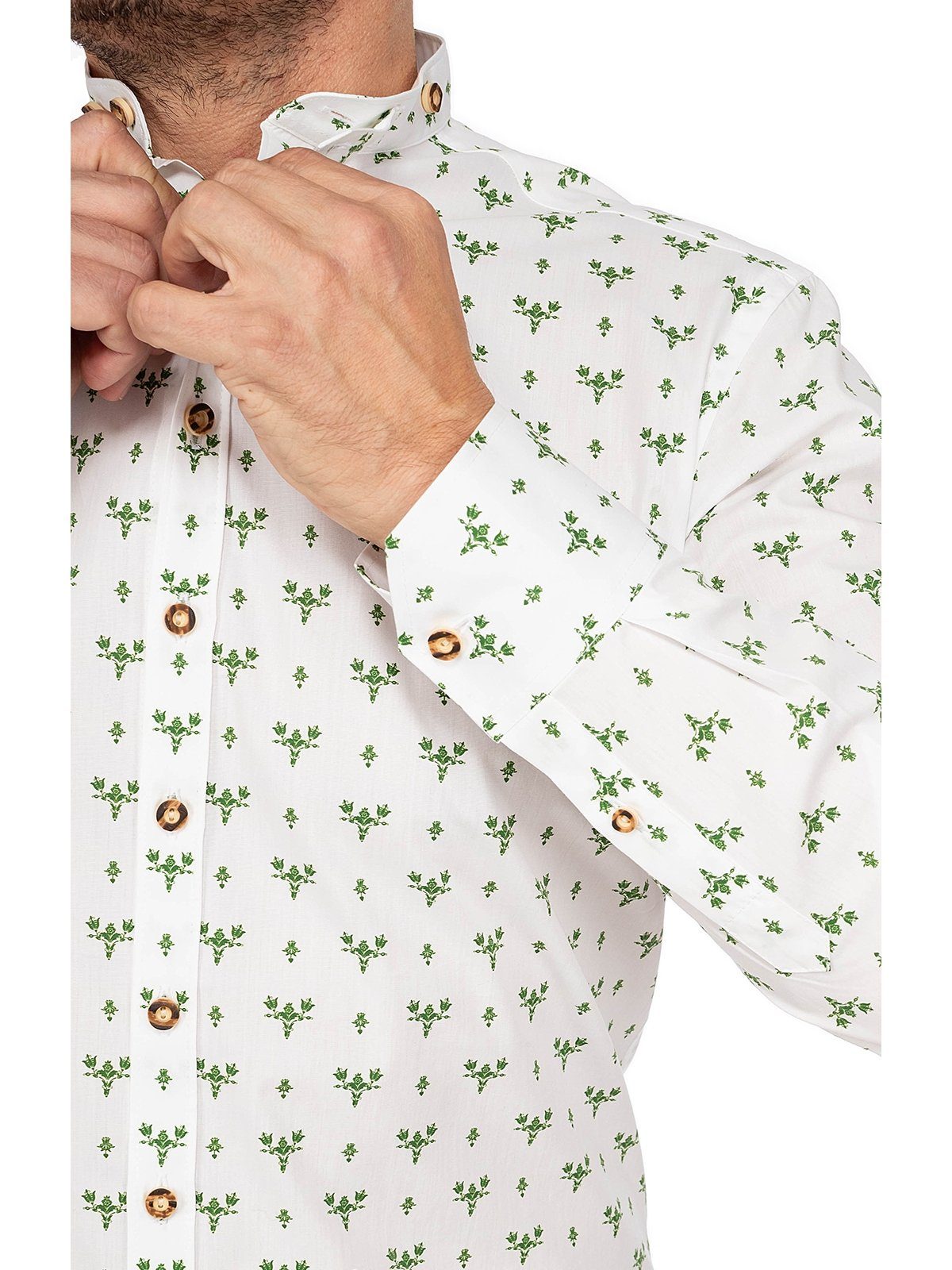 Gipfelstürmer Trachtenhemd Hemd Stehkragen Fit) oliv (Slim 420001-4166-55