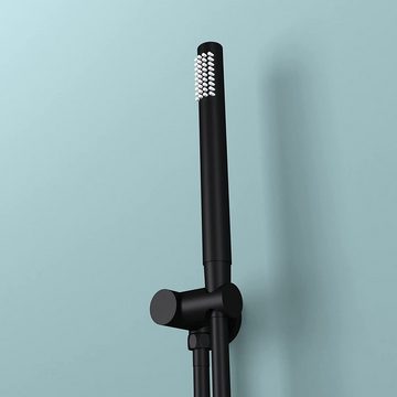doporro Duschsystem doporro Design Unterputz-Duschsystem schwarz matt Regen-Duschkopf rund mit wassersparender Kopfbrause und Duscharmatur, 3 Strahlart(en)