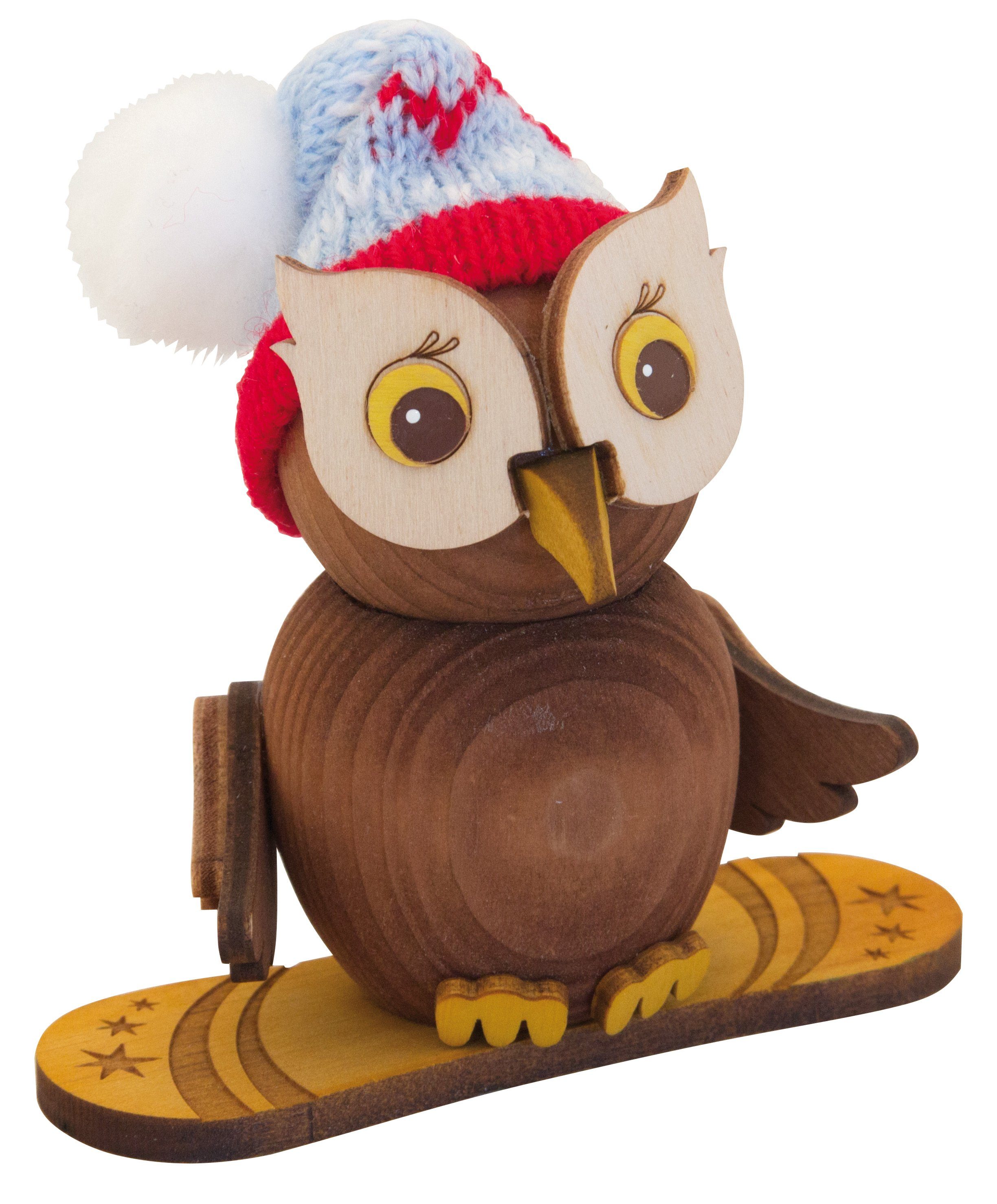 Kuhnert Dekofigur Mini-Eule mit Snowboard - aus Holz gefertigt - ca. 7 cm g günstig online kaufen