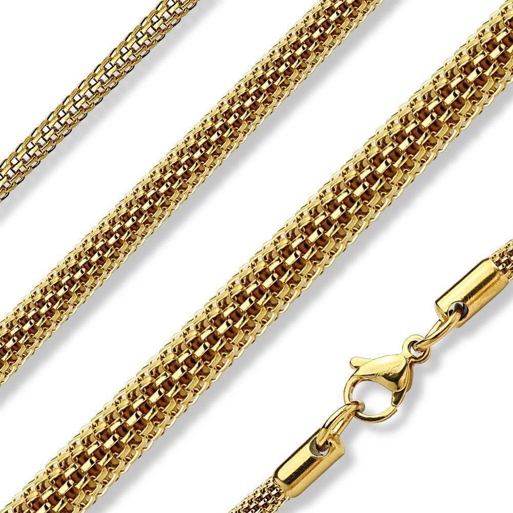 Gold Edelstahl Kette (1-tlg), gewebt aus Ketten-Set Necklace Unisex BUNGSA Halskette