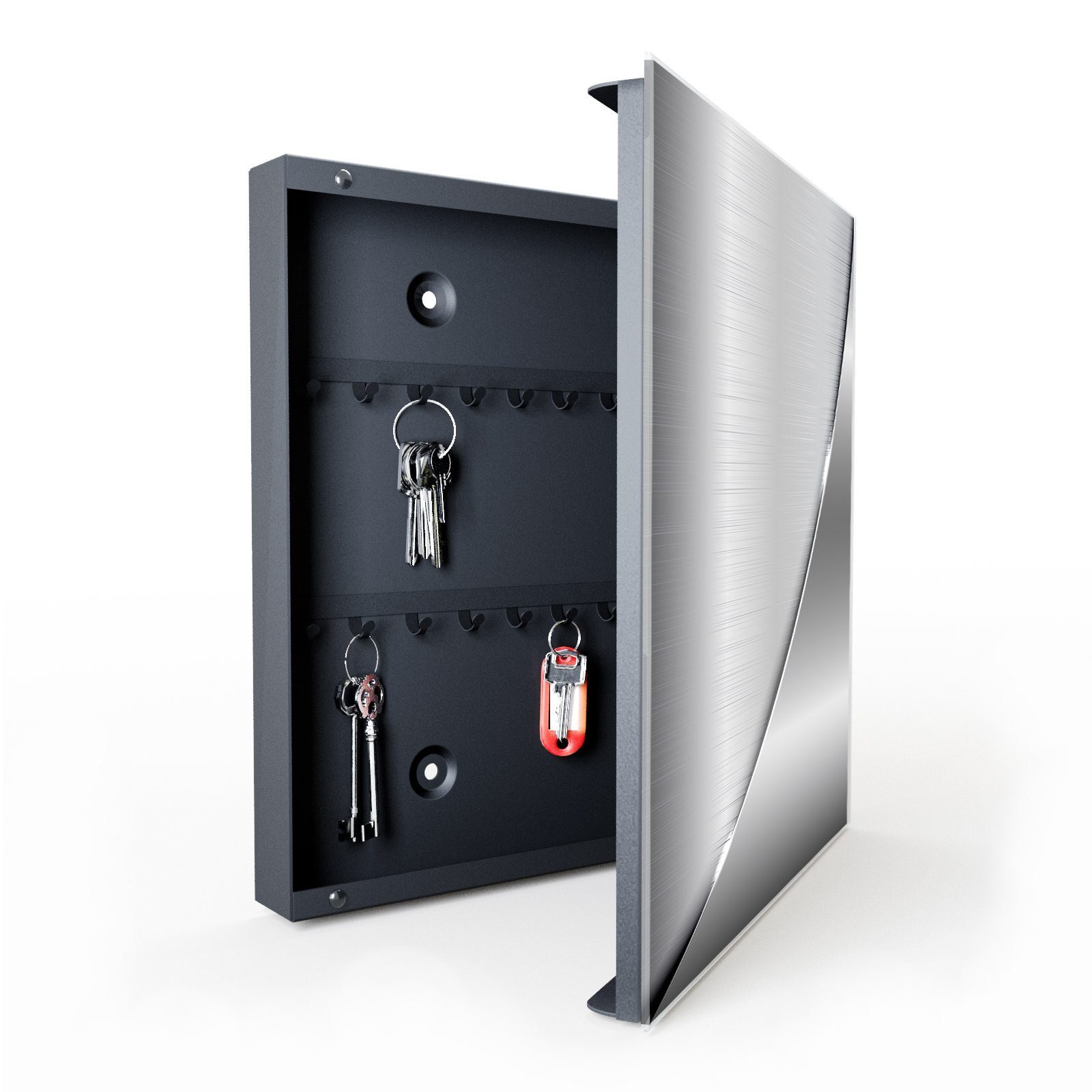 Primedeco Schlüsselkasten Magnetpinnwand mit Glasfront Metallische Form (1 günstig online kaufen