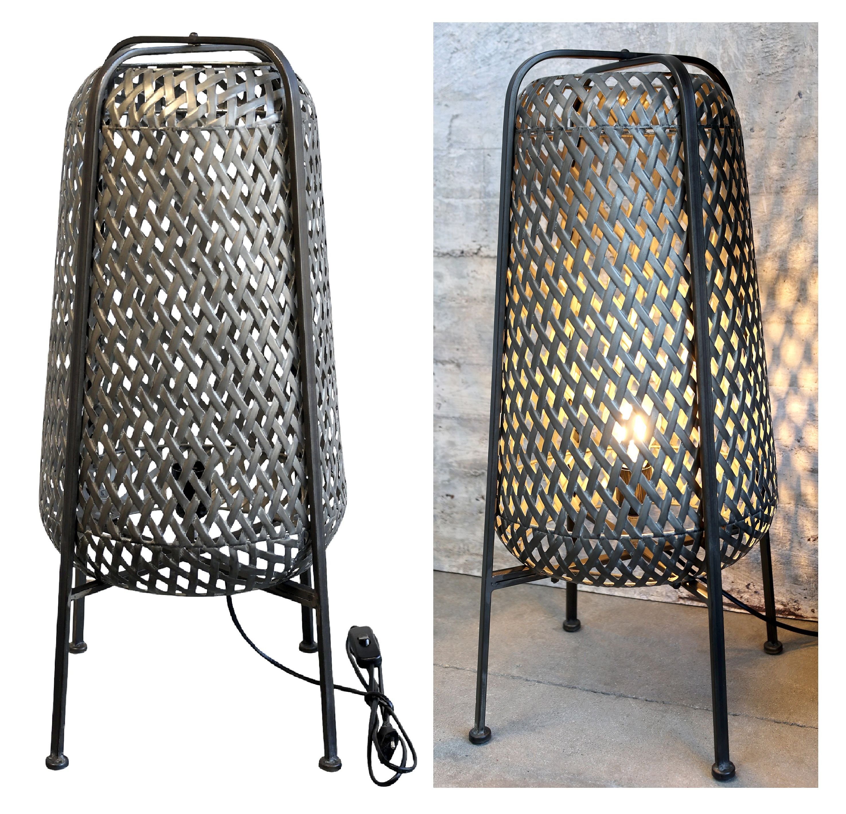 Chic Antique Stehlampe Stehlampe Lampe Tischlampe Metall Geflochten Schwarz H67cm Chic, Fassung E 27, ohne Leuchtmittel