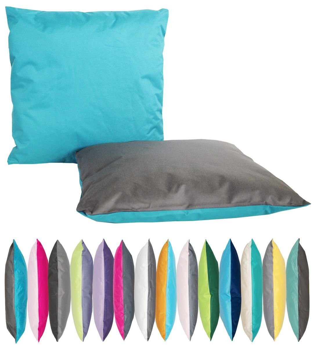 JACK Dekokissen JACK 2-farbiges Wende Outdoor Kissen 45x45cm Dekokissen inkl. Füllung, mit Lotus-Effekt, Robust, Strapazierfähig, für Innen & Außen geeignet
