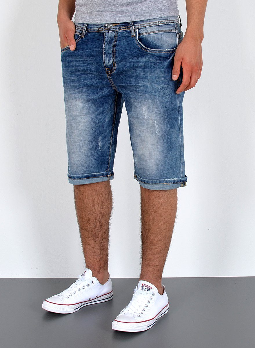 Herren / Rissen Große A360 Herren Hose mit Blau Jeans ESRA Capri 5 mit Jeanshose, Herren Capri Herrren Straight mit Comfort Größe, Jeansshorts bis mit Hose, Jeansshorts Jeans Regular Hose Look, Waschung Pocket, Herren Stretch, kurze kurze A415 Capri Shorts Plussize Shorts Jeans Herren Jeans Jeanshose Herren Destroyed Übergröße