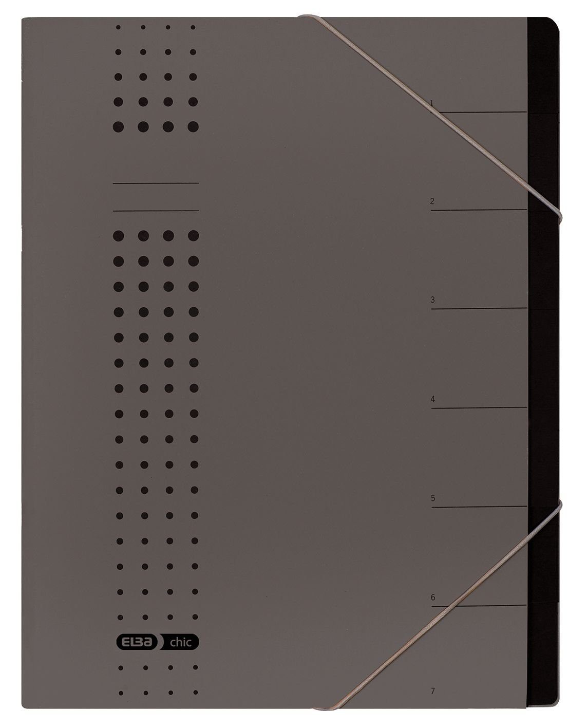 ELBA Fächermappe Ordnungsmappe chic - 7 Fächer, A4, Karton (RC), 450 g/qm, anthrazit