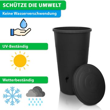 YourCasa Regentonne Regentonne [inkl. Anschlusset & Bohrer] Regenfass Wetterfest, 160 l, inkl. Fallrohr Anschlusset & Bohrer, Wasserhahn