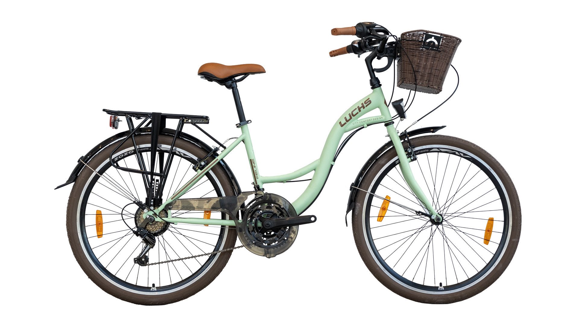 LUCHS Cityrad Feline Damenfahrrad 28 Zoll – Cityfahrrad Hollandrad – Citybike, 21 Gang SHIMANO, Frontkorb – Citybike für Alltag & Freizeit