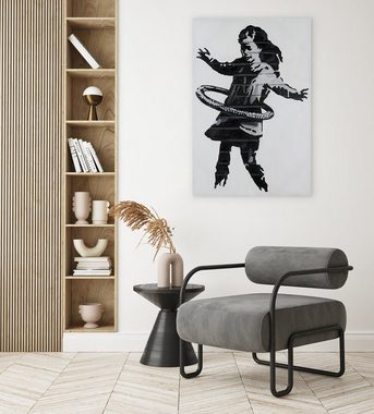 KUNSTLOFT Gemälde Banksy's Hula Hoop 60x90 cm, Leinwandbild 100% HANDGEMALT Wandbild Wohnzimmer