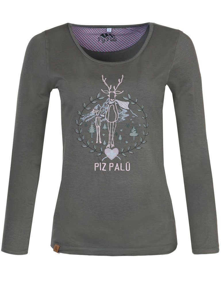 Piz Palü T-Shirt Piz Palü Damen Langarmshirt 'Gerach' mit Hirsch S