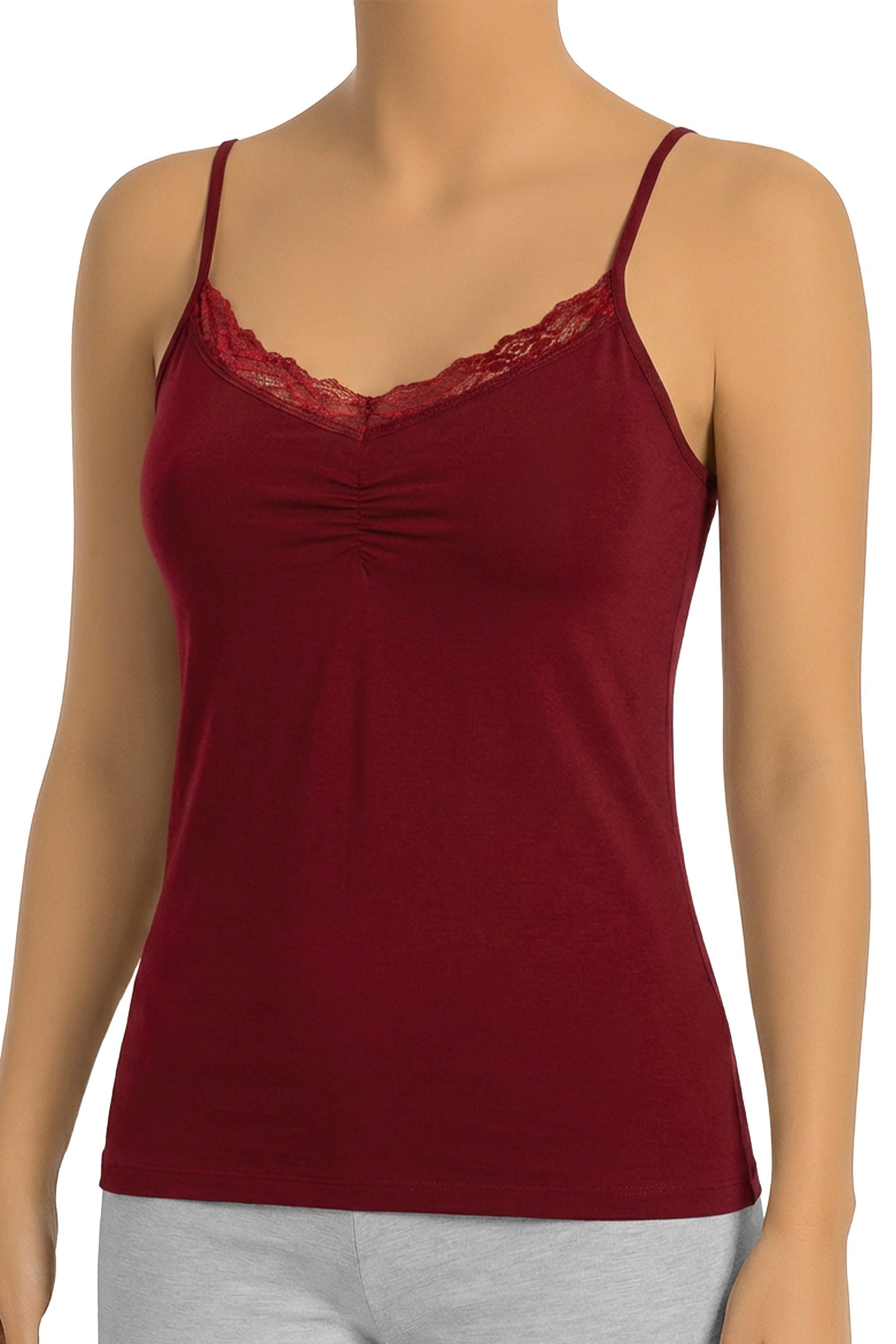öts Tanktop Damen Baumwoll-Top mit gerafftem Vorderteil