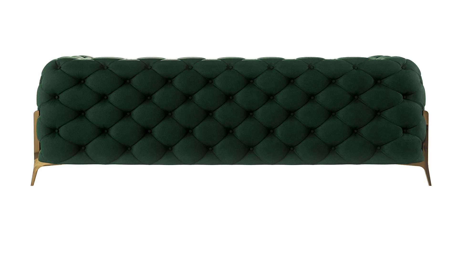 Wellenfederung Metall Sofa mit mit Möbel Chesterfield Füßen, Goldene 3-Sitzer Flasche S-Style Grün Ashley