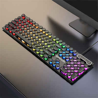 ELEKIN LED-Gaming-Tastatur, wasserdicht, Multifunktionstasten Gaming-Tastatur