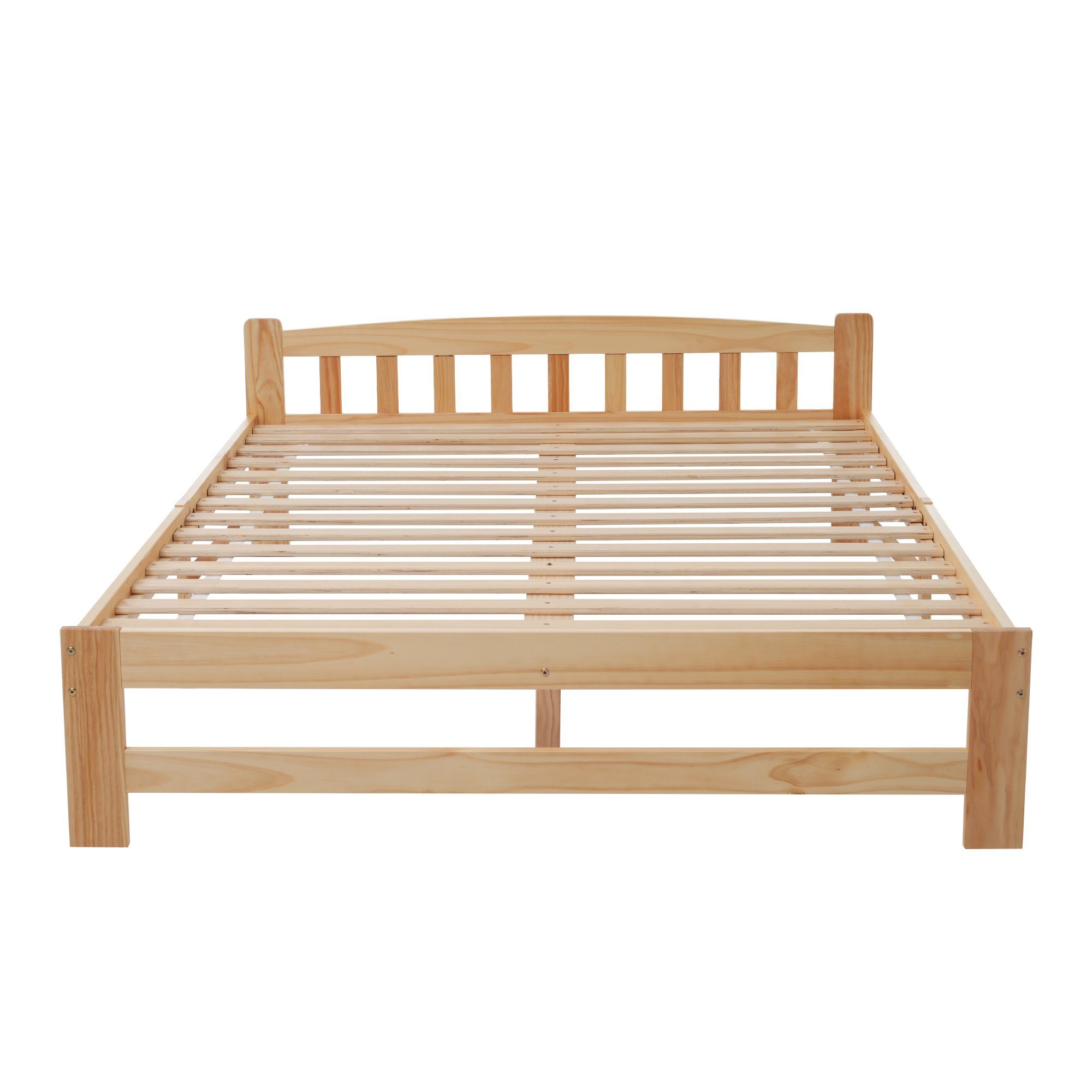 Massivholzbett (Futonbett), Doppelbett mit Kopfteil und Lattenrost, 140x200 cm