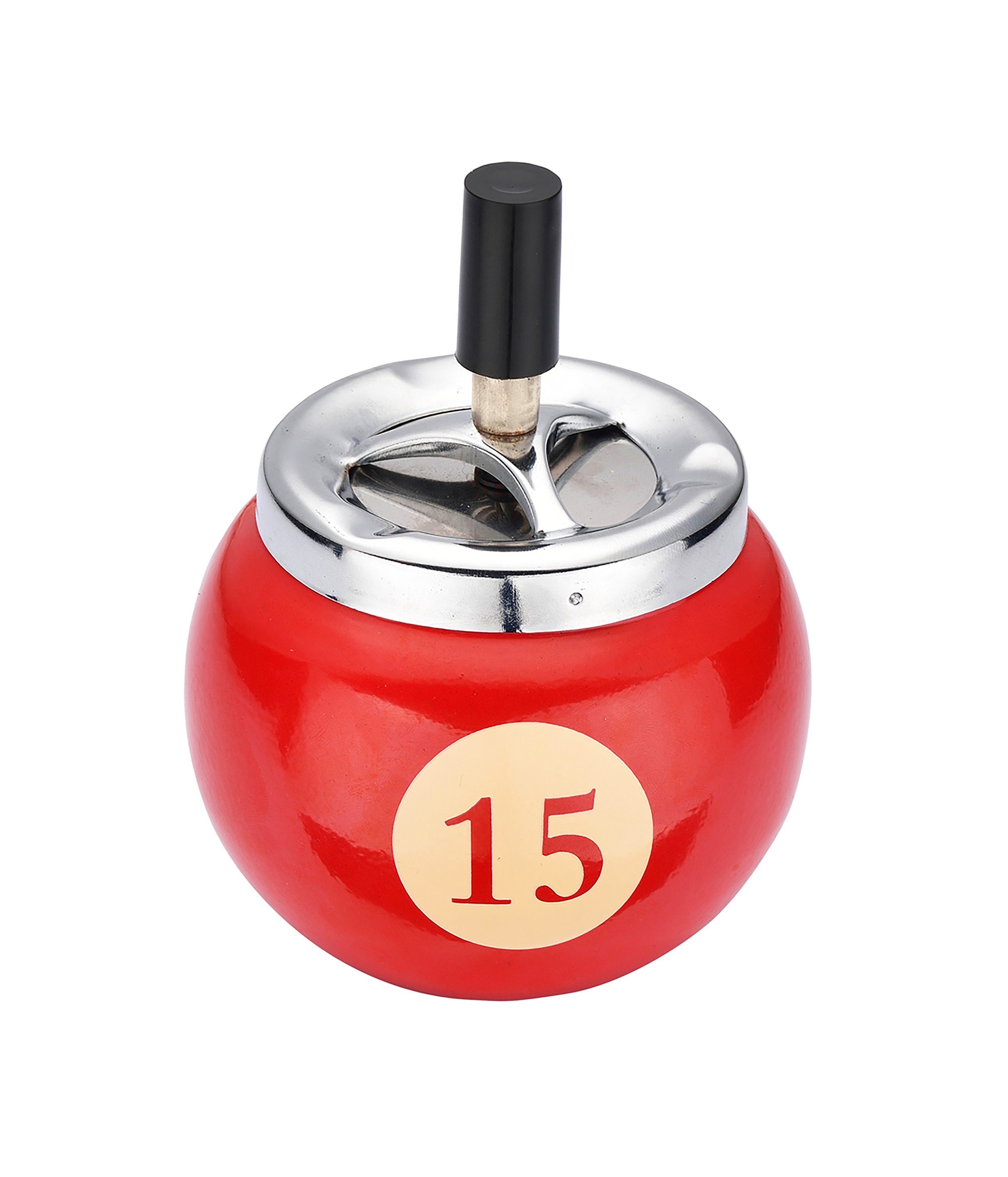 CHAMP Aschenbecher DREHASCHENBECHER Pool Ball Ø10cm Billard Kugel Billardkugel Aschenbecher Windaschenbecher Drehascher Ascher 80 (Rot - 15)