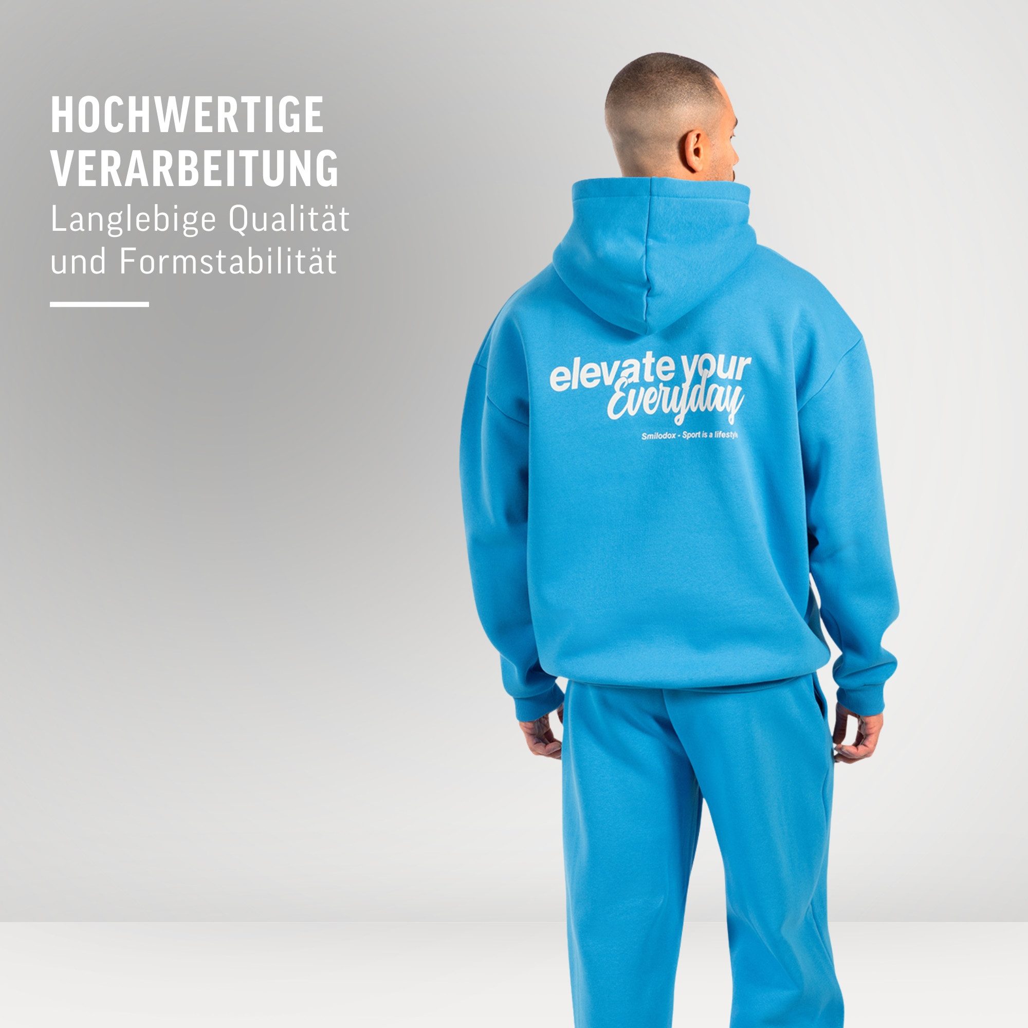 Smilodox Hoodie Tamio, Regular Fit Kapuzenpullover mit Prints auf Brust & Rücken Flauschiger Stoff Pulli Kängurutasche & Bündchen Sport Freizeit