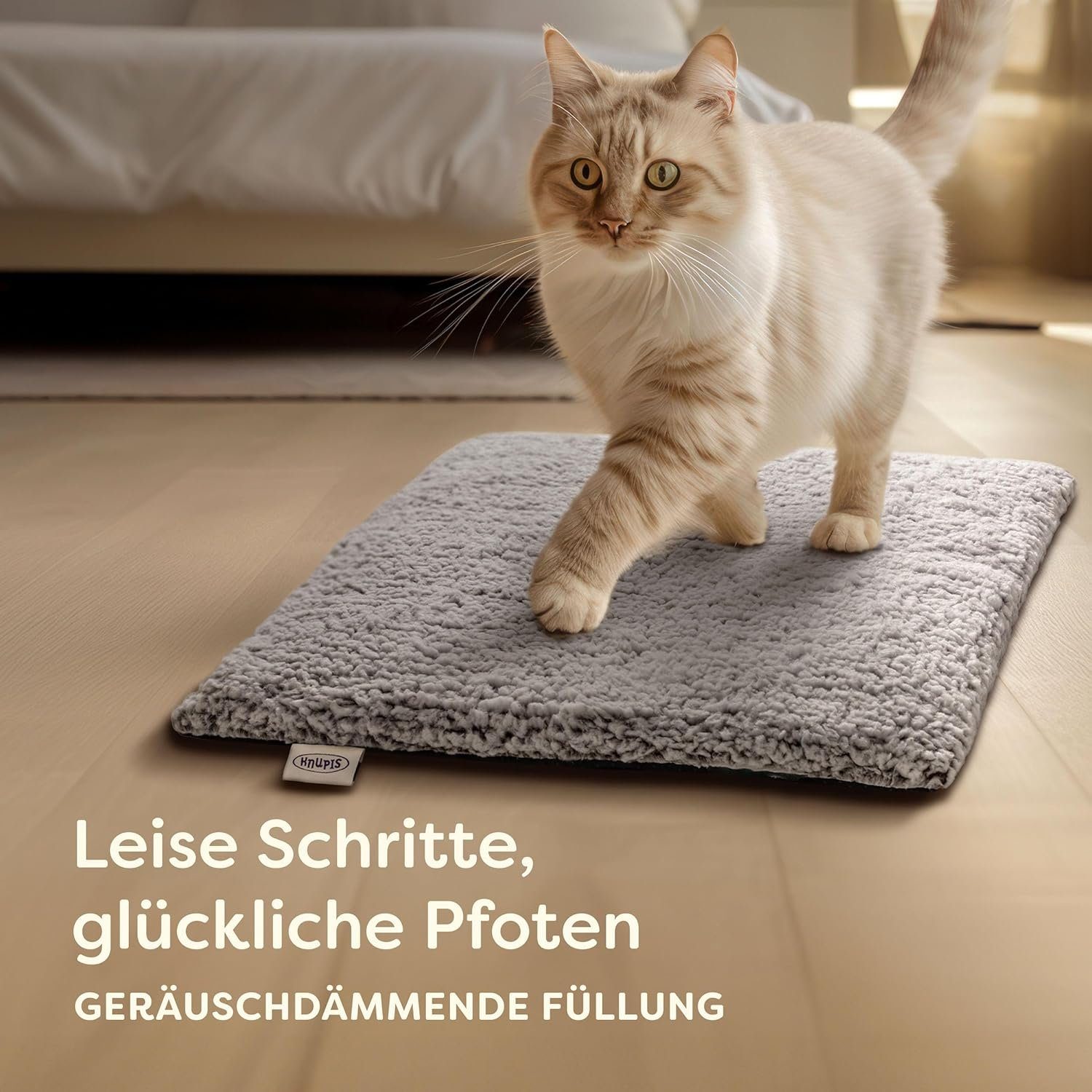 Knupis Tierdecke Selbstheizende Haustierdecke Grau 60x45cm, rutschfest & waschbar, Weich & kuschelige Katzendecke - Geräuschdämpfung - Waschbarer Bezug – Bild 4 von 5