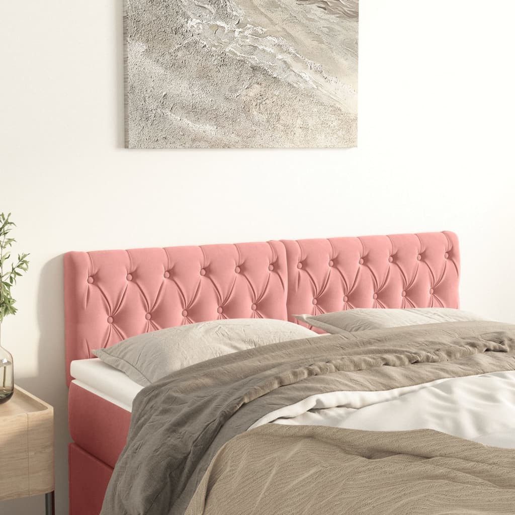 vidaXL Kopfteil, Bett Kopfteile 2 Stk. Rosa 80x7x78/88 cm Samt