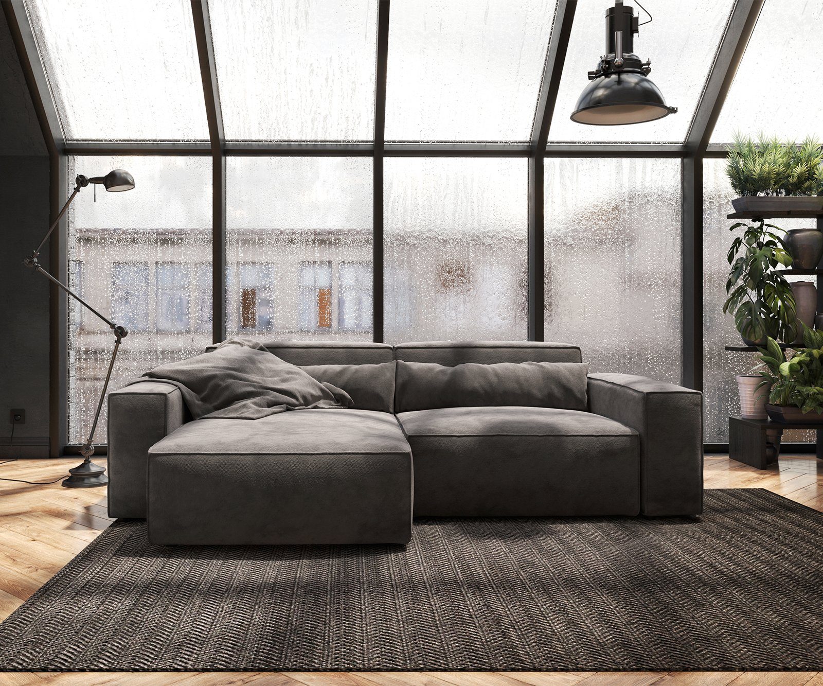 DELIFE Ecksofa Sirpio, Mikrofaser Khakibraun 230x150 günstig online kaufen