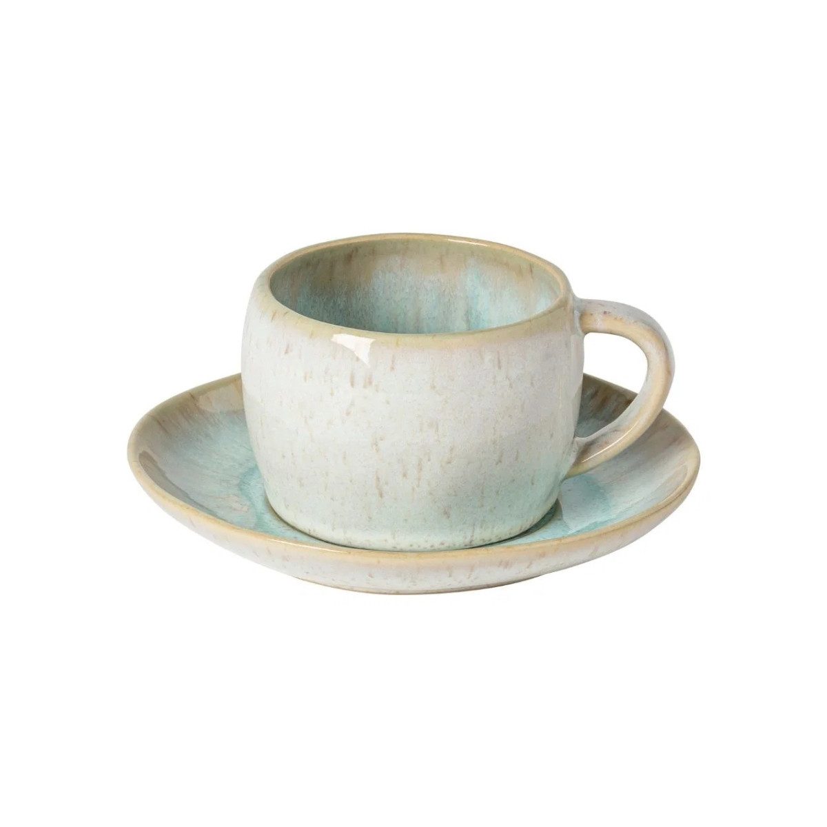 Costa Nova Tasse mit Untertasse Eivissa Sea Blue 7 cl Casafina (by Costa Nova), 1-tlg., Keramik, 8,1 x 6,3 cm, Höhe 4,8 cm, Untertasse: Ø 12,5 cm, Füllmenge: 7 cl