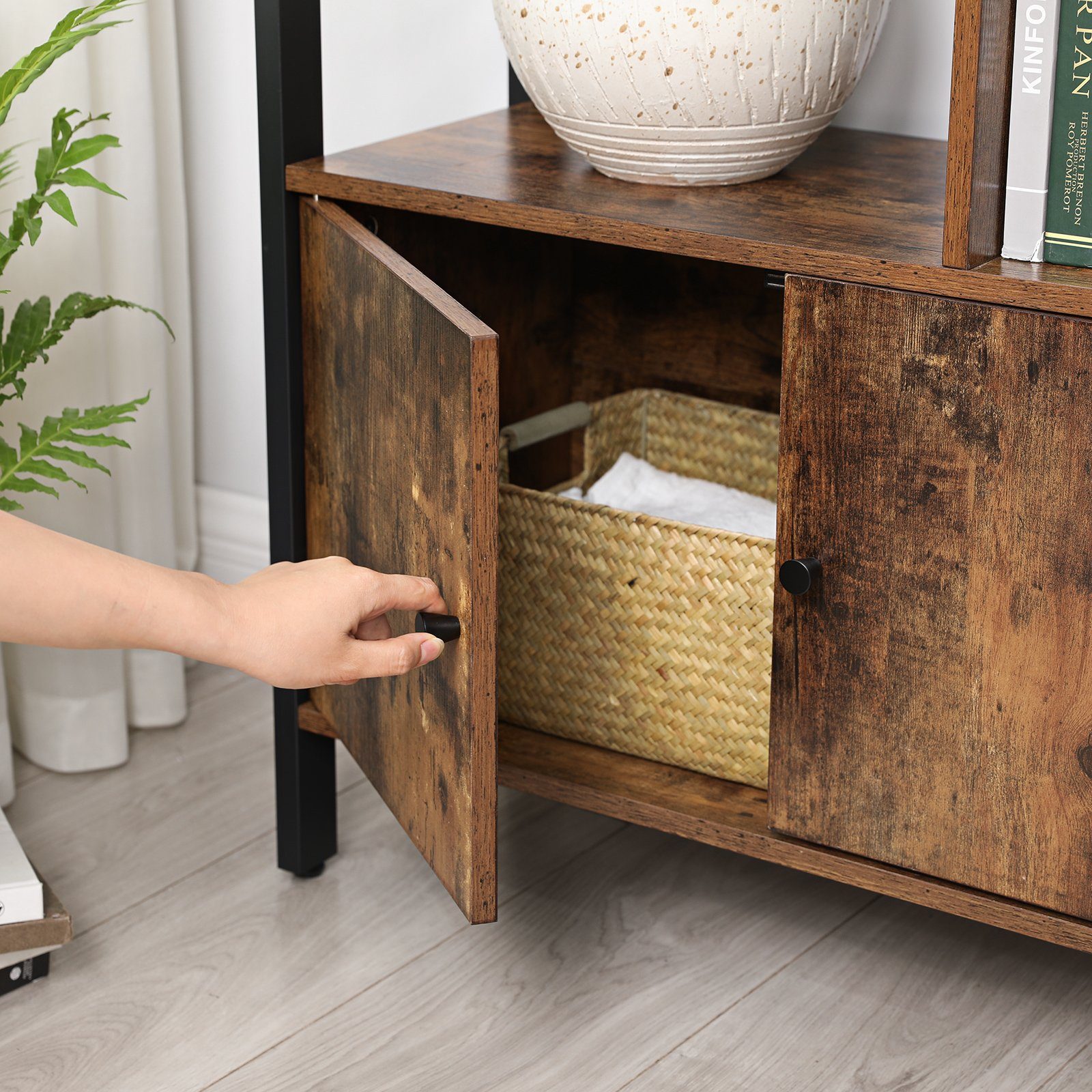 VASAGLE Bücherregal geräumiger Bücherschrank mit 4 offenen Ebenen, freistehendes Regal mit Stahlgestell für Wohnzimmer, Küche und Büro – Bild 5 von 5