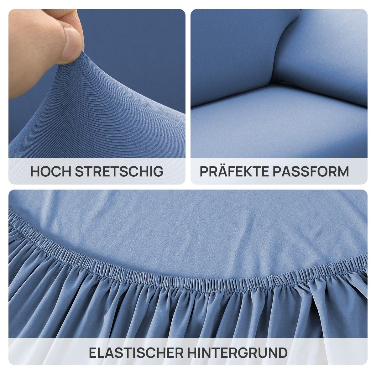 Sofahusse für Sofa Protector Stretch Couchbezug blau Hunde MULISOFT, Wohnzimmer Universal, Sofabezug für Haustiere Überwürfe Waschbar