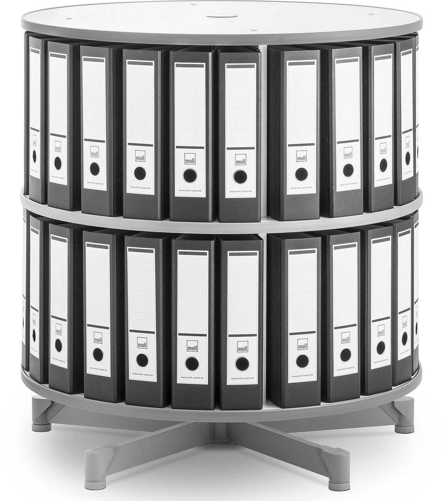 Moll Aktenschrank Ordnerdrehsäule Depotfile 80 2 Etagen weiß