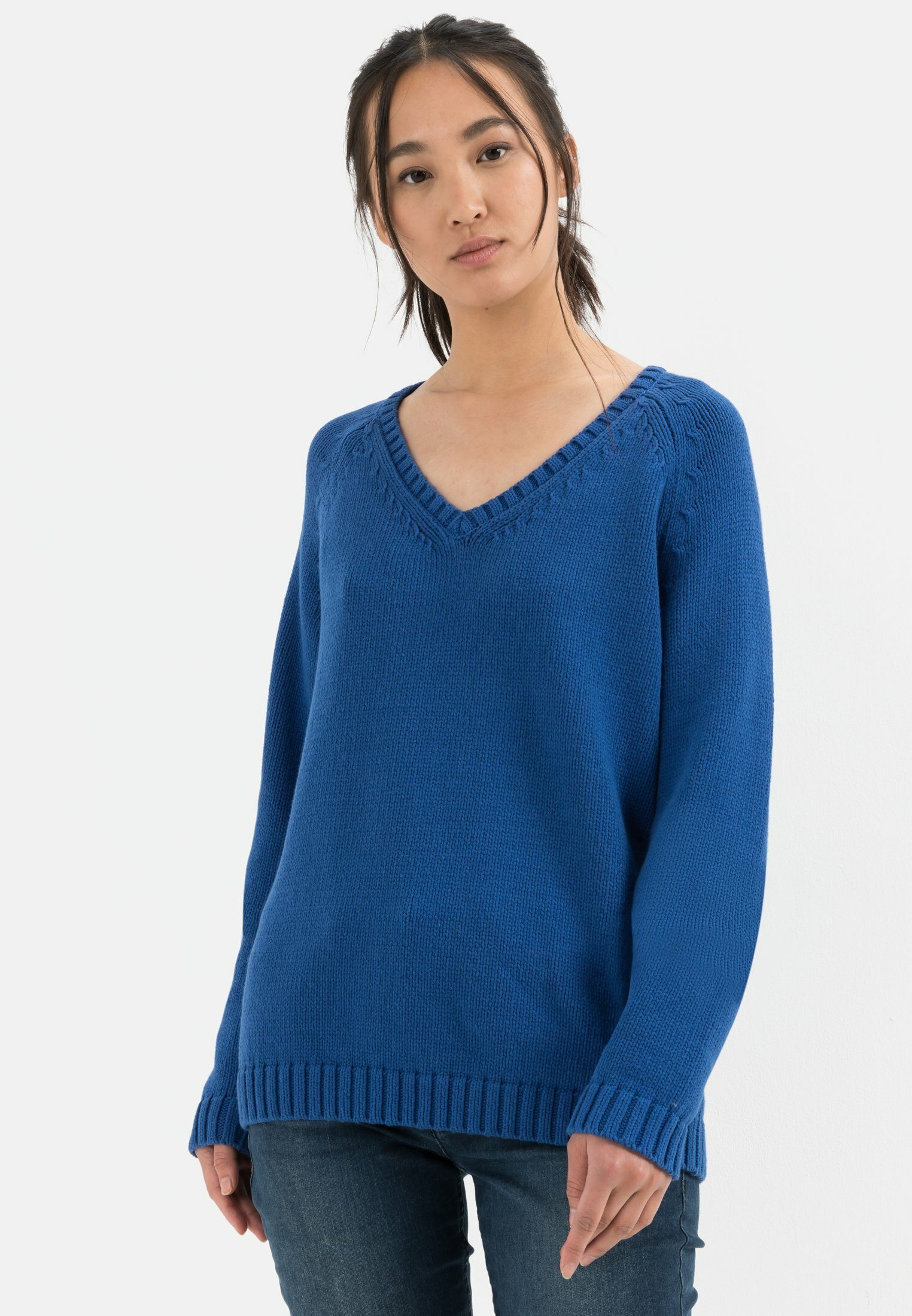 camel active Strickpullover Strickpullover aus Baumwollmix Markenlabel