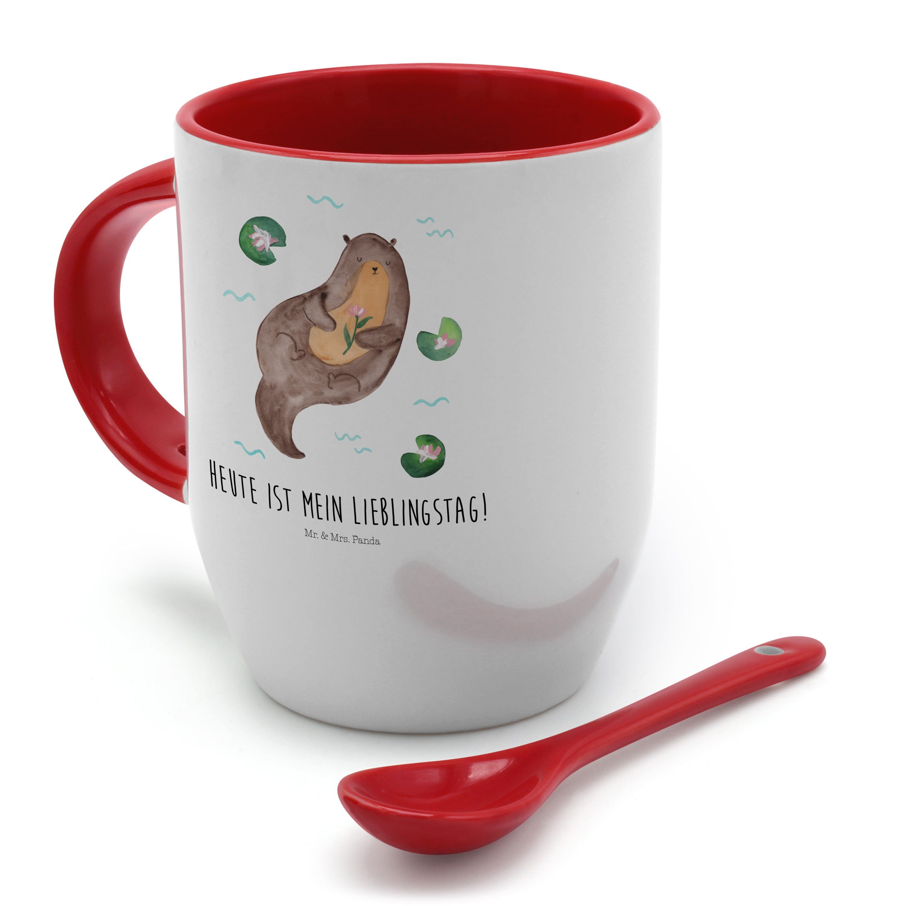 Mr. & Mrs. mit Tasse Geschenk, Tassen, Weiß Otter Keramik Seeotter, - Seerose - T, Panda Kaffeetasse